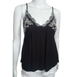 Black & White Embroidered Babydoll Camisole NWOT